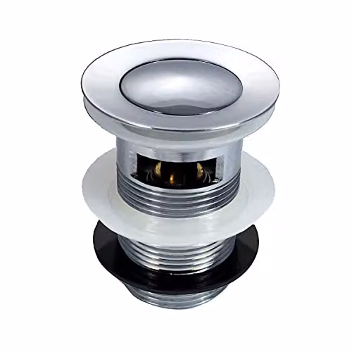 Nes Home Silver Chrome Click Clack Slotted Basin Waste with Overflow and 1 1/4 inch BSP Connection