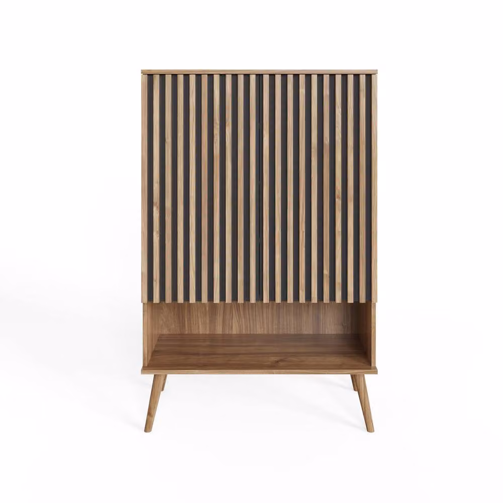 GFW Rowan Modern Multi Unit Storage Cabinet in Brown Oak, W/D/H: 123.0 x 32.5 x 76.7 cm – 3