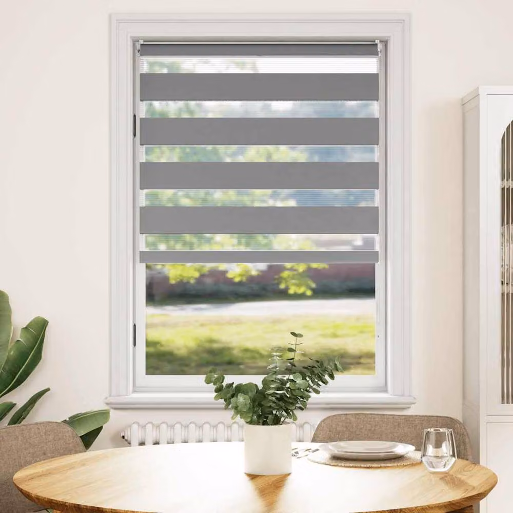 Berkfield Home Grey and White Zebra Day and Night Blind, W: 80 cm, H: 175 cm – 2