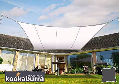 Kookaburra Square Water Resistant Garden Patio Sun Shade Sail Canopy in Polar White – 2