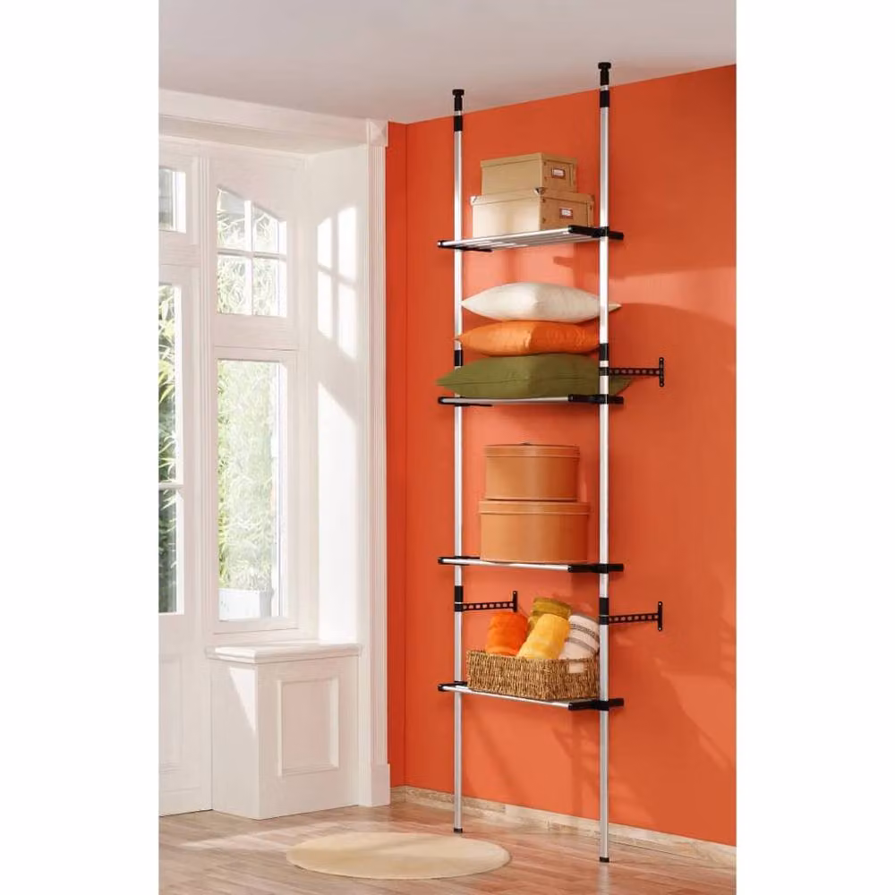 Berkfield Home Telescopic Wardrobe System with Shelves in Silver Aluminium – 3