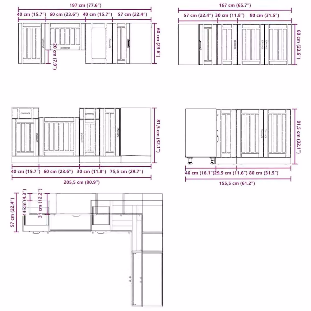 Berkfield Home Lucca 11 Piece Rustic Kitchen Cabinet Set in Brown Artisan Oak Engineered Wood – 2