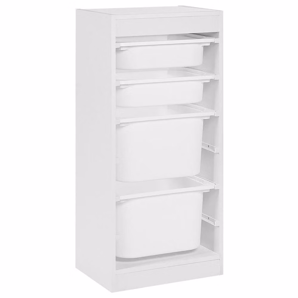Wyld and Coco Kids Freestanding Shelf with 4 Plastic Boxes in White – 2