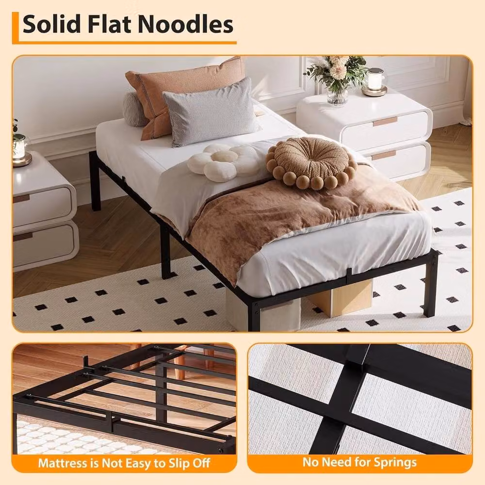 VOGREX Single Metal Bed Frame, Black, W/D/H: 90 x 190 cm – 5