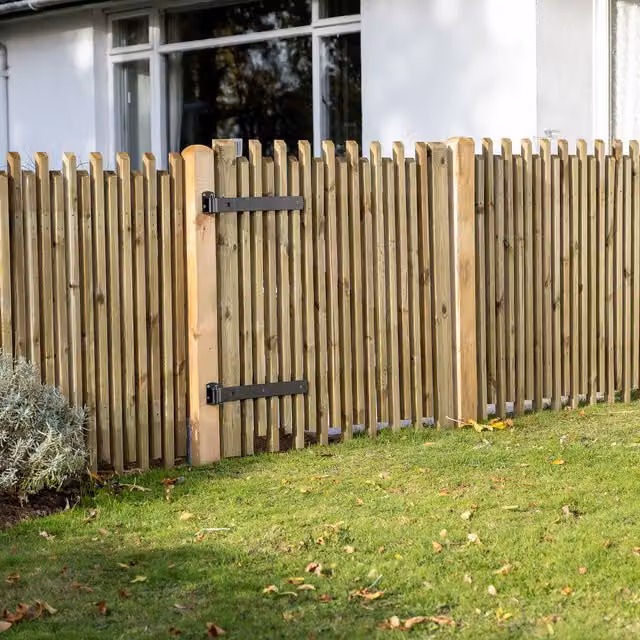 Forest Garden Contemporary Picket Gate in Brown Wood