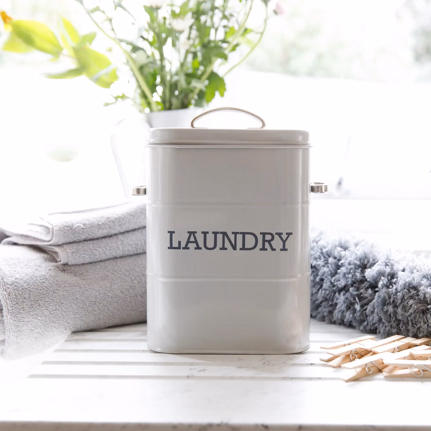KitchenCraft Living Nostalgia Laundry Tin in French Grey Metal – 2
