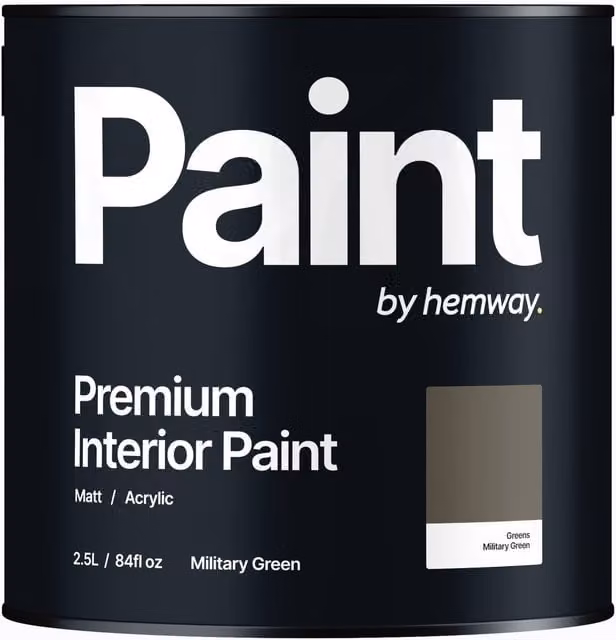 Hemway Matt Acrylic Interior Paint in Military Green, 2.5 l