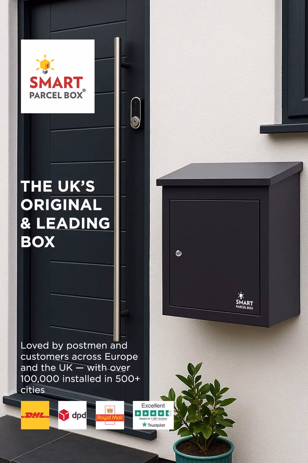 Homescapes Smart Parcel Box Medium Front Access Secure Delivery Box in Black – 2