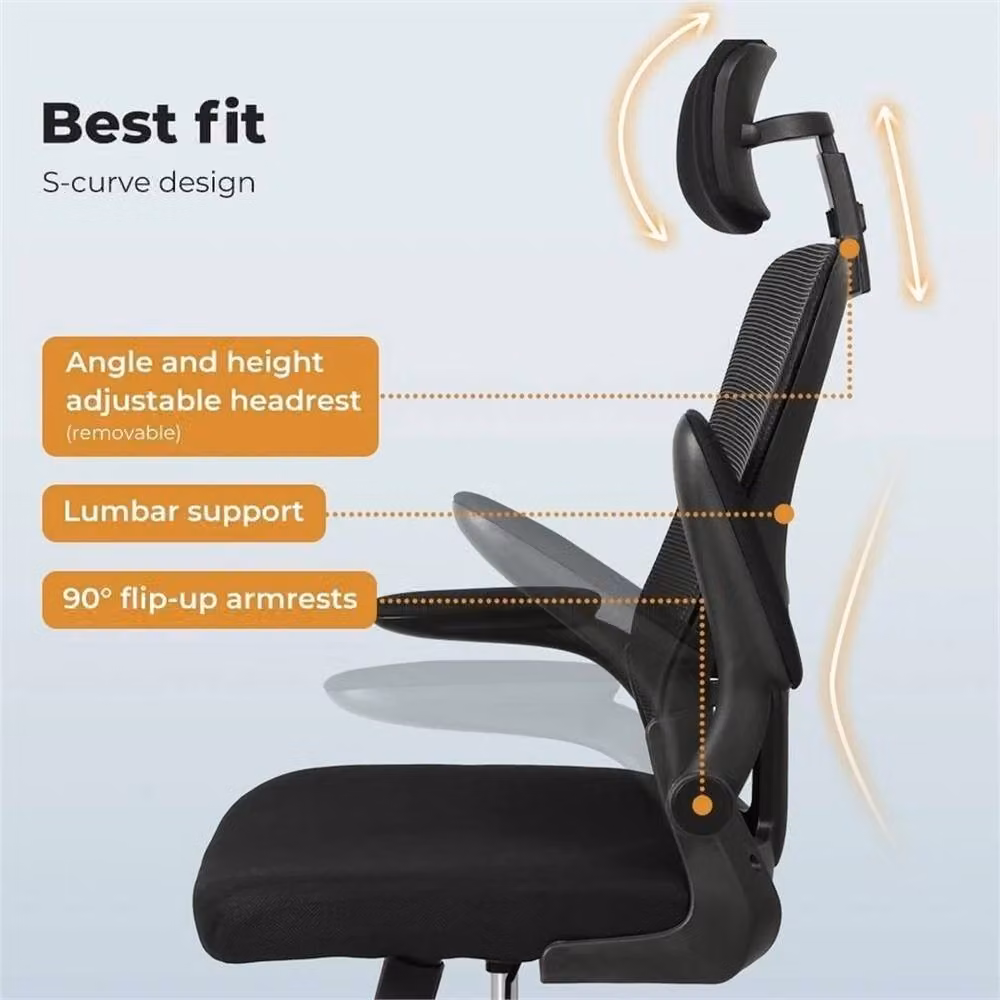 Kelvenix Ergonomic Black Mesh Executive Office Chair with Headrest and Armrests – 4