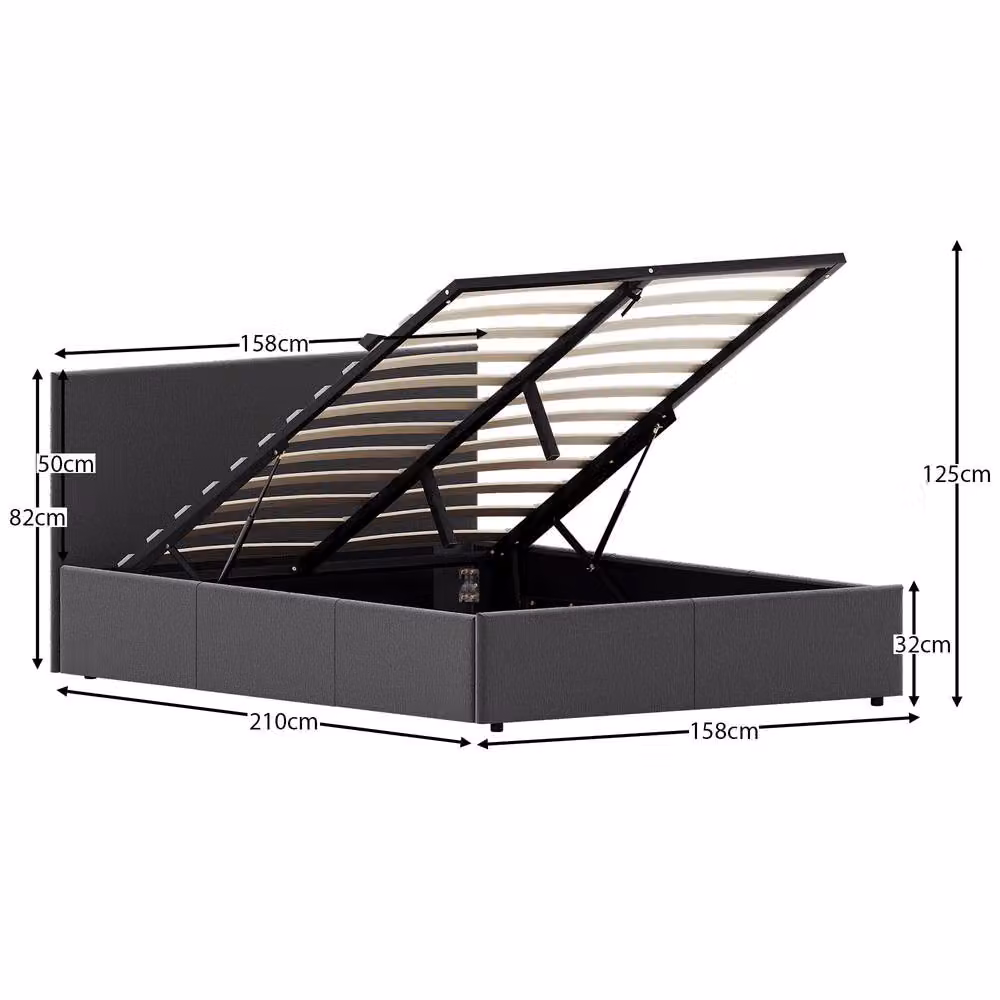 HD Designs Veronica King Size Ottoman Bed in Dark Grey Velvet Fabric, W/D/H: 180 x 200 cm – 2