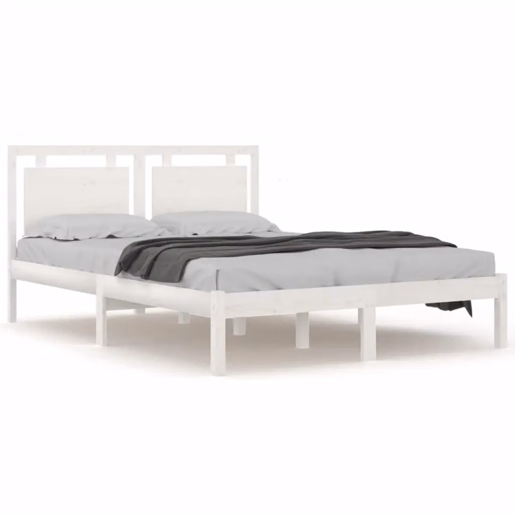 Berkfield Home White Solid Pine Wood Bed Frame W/D/H: 200 x 200 cm – 2