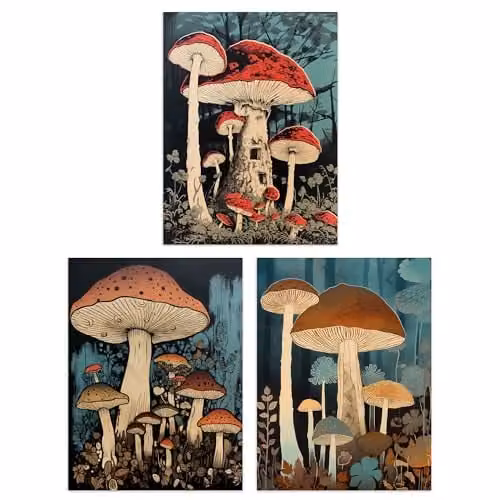 Artery8 Set of 3 Cep Mushroom Botanical Illustration Paper Poster Prints, Multicolour, W: 21.0 cm, H: 29.7 cm – 1