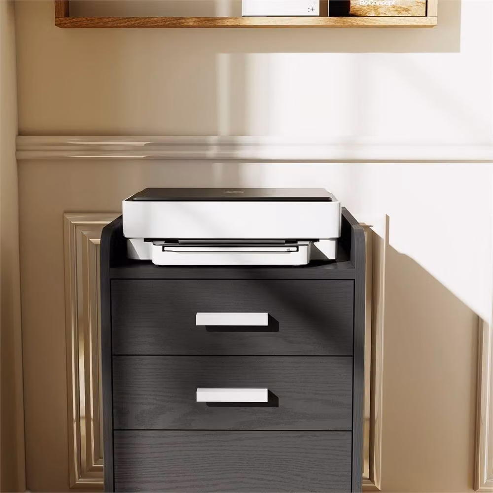 Kelvenix 3 Drawer Filing Cabinet in Black with Castors – 3