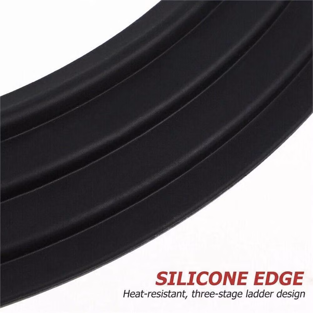 VOGREX Universal Silicone Glass Lids for Frying Pans and Saucepans, Black and Transparent – 3