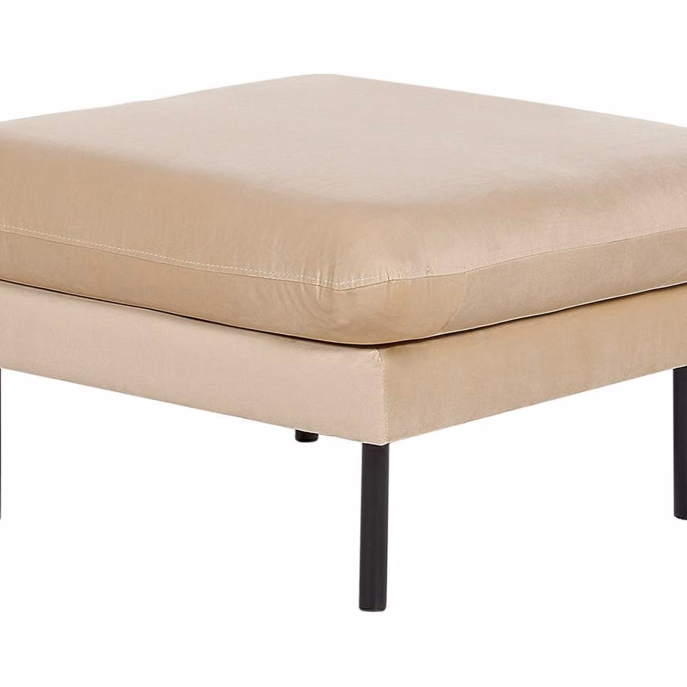 Wyld and Coco Beige Velvet Ottoman Footstool with Pillow-Top and Aluminium Legs – 2