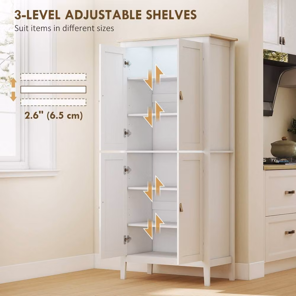 Wyld Haus Kaha Tall White Pantry Cabinet with Integrated LED Lighting, H 176.5 cm x W 80 cm x D 40 cm – 3