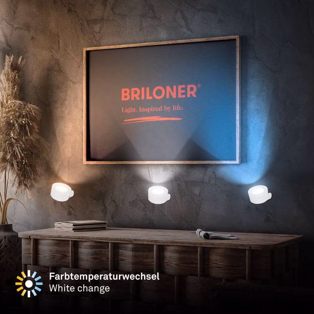 Briloner Rechargeable Cordless LED Wall Light, Dimmable and Touch Controlled, White, W/D/H: 9 x 7.5 x 4 cm – 3