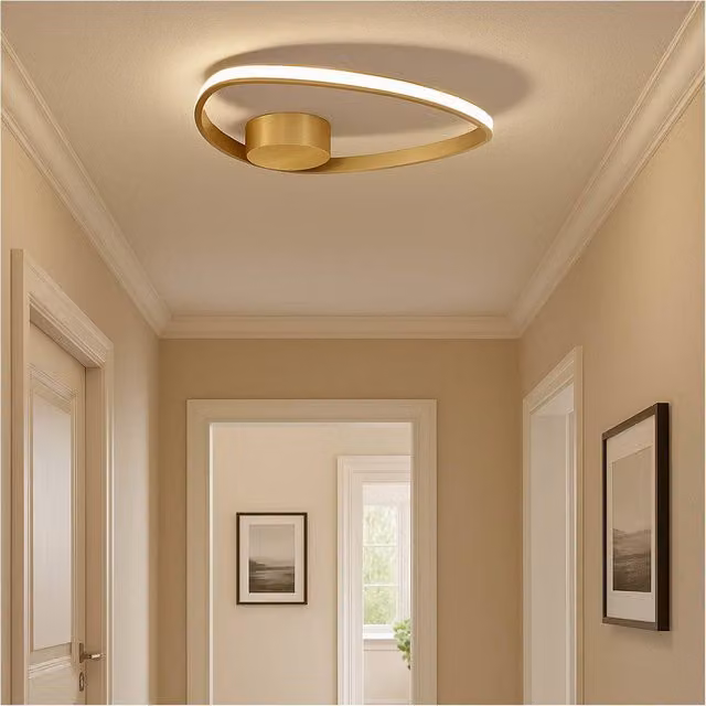 Loops Modern LED Ring Ceiling Light in Gold/Brass with Included Bulb – 1