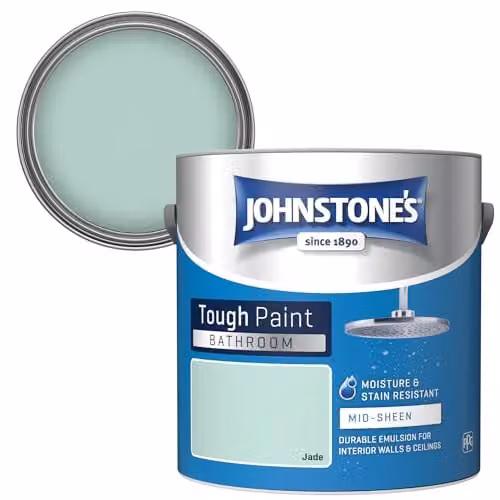 Johnstone's Water Based Bathroom Wall and Ceiling Paint, Green, Satin Gloss, 2.5L – 1
