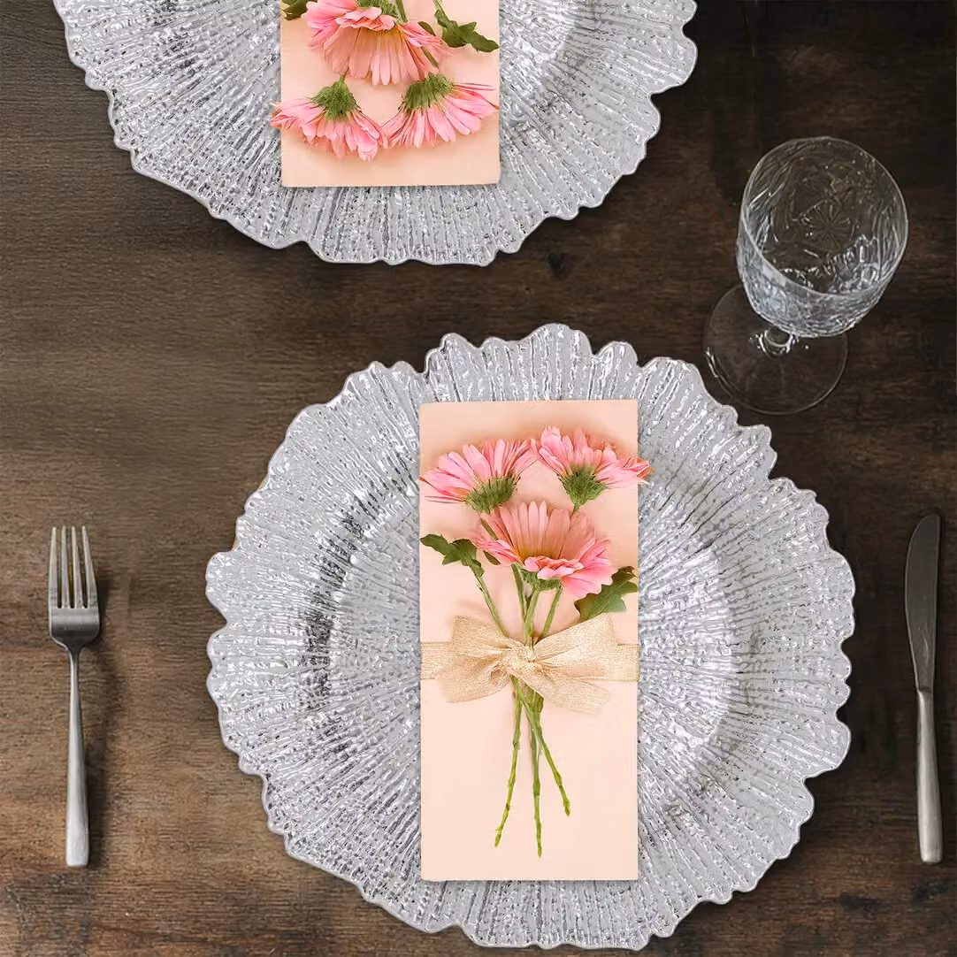 Orsina Set of Four Silver Reef Charger Plates, Diameter: 33 cm – 2