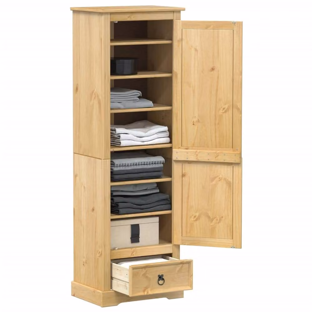 Berkfield Home Corona Wardrobe in Light Tan Solid Pine Wood, W/D/H: 55 x 38 x 170 cm – 2