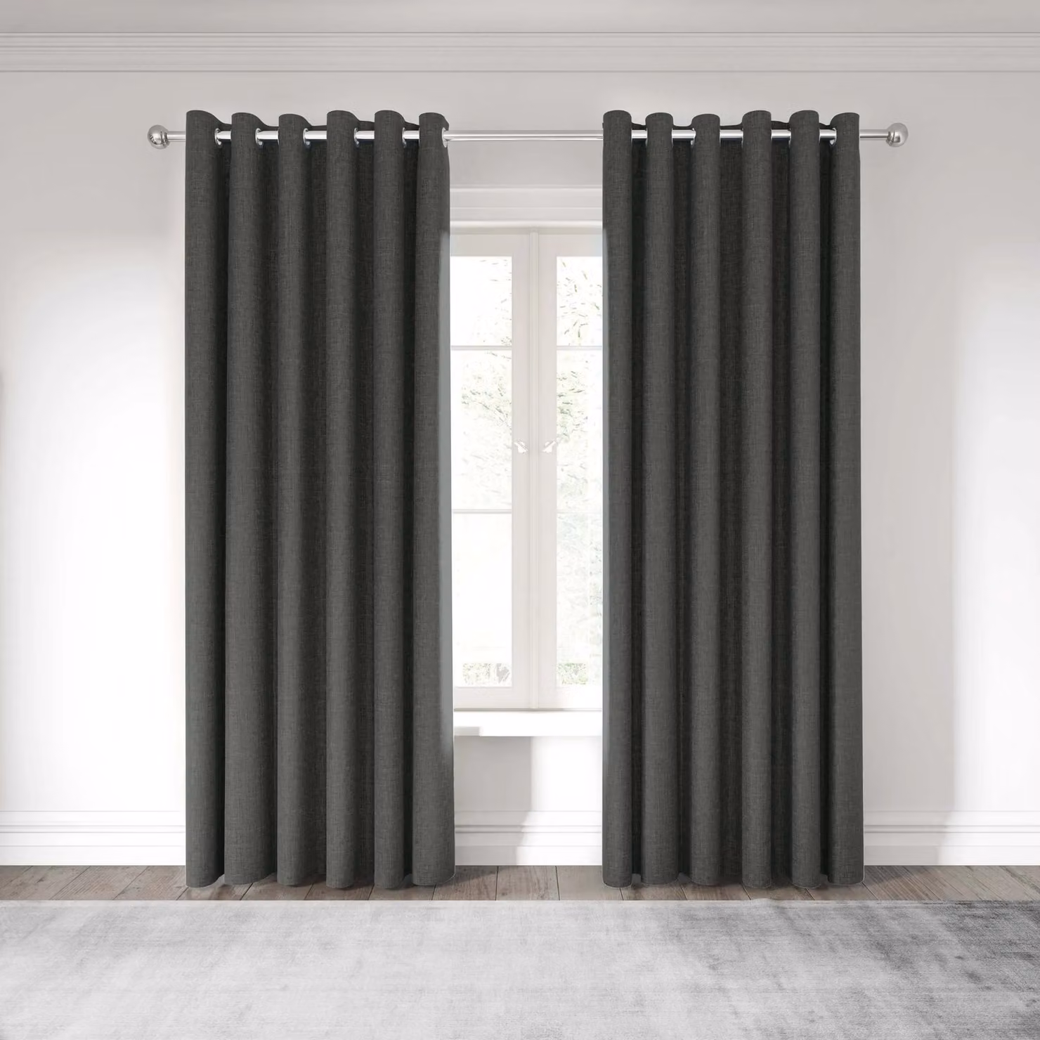 Nalu Nicole Scherzinger Kalo Lined Eyelet Curtains in Anthracite Grey, Width: 167 cm, Height: 183 cm – 4