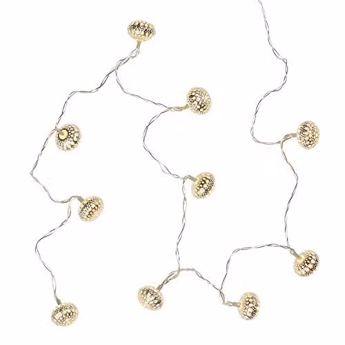 Lights4fun Silver Moroccan Ball Fairy String Lights with 10 Warm White LEDs – 2