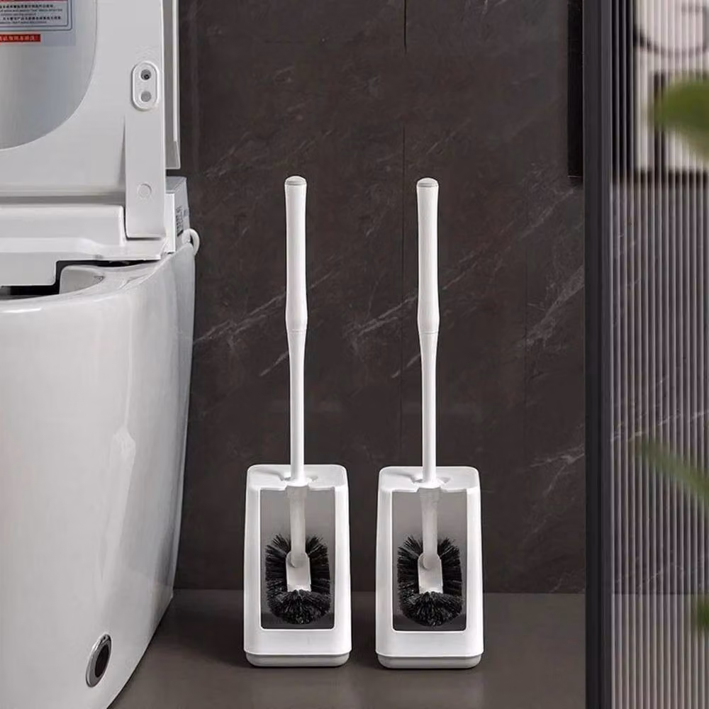 EONLION Freestanding Plastic Toilet Brush with Long Handle in White – 3