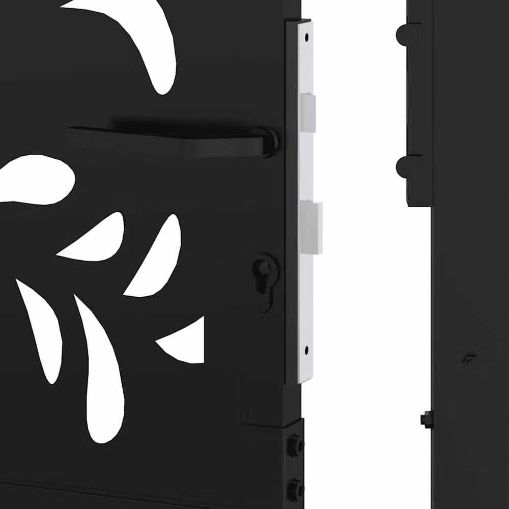 Berkfield Home Beautiful Garden Gate in Black Steel, W: 105 cm, H: 205 cm – 5