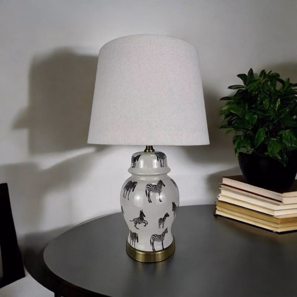 Minster Ceramic Table Lamp and Shade in Grey, W/D/H: 18 x 18 x 40 cm – 4