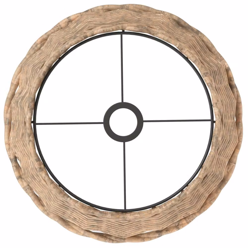 Berkfield Home Charming Round Wicker Ceiling Lamp Shade in Brown, W: 38 cm, H: 23 cm – 3