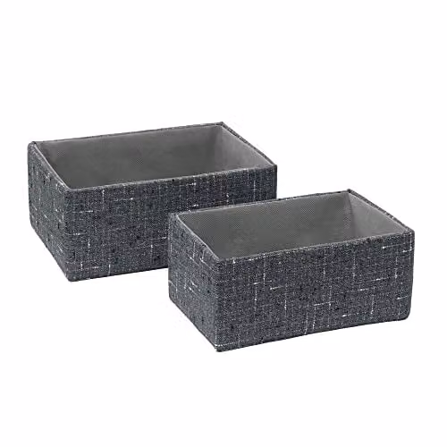 JVL Shadow Rectangular Fabric Storage Baskets, Set of 2, Grey