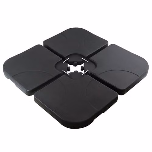 JSH 4 Piece Interlocking Garden Parasol Base Weight in Black, Heavy Duty Square Patio Umbrella Stand for Outdoor Sunshade, Fillable with Water (50 kg) or Sand (71 kg) – 1