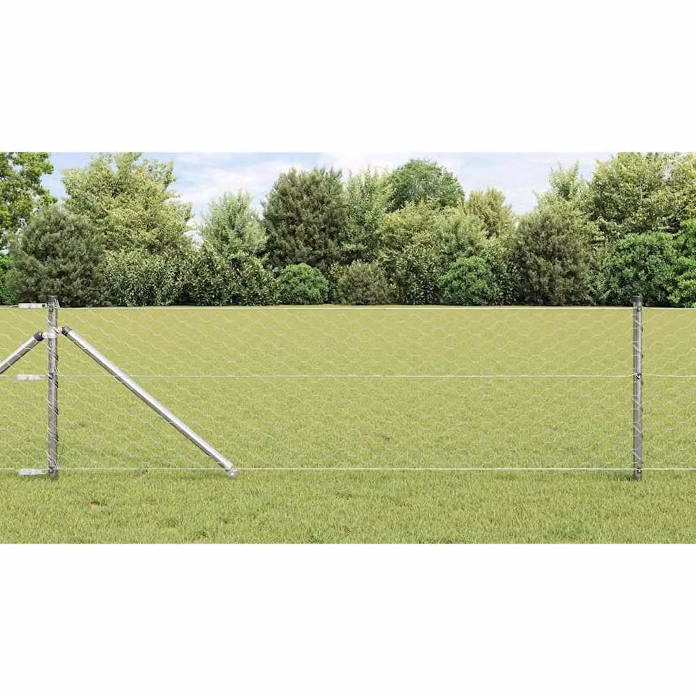Berkfield Home Hexagon Fence in Silver Galvanised Steel, W: 0.6 m, L: 25 m – 2
