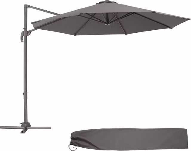 tectake Daria Parasol with Protective Cover, Grey