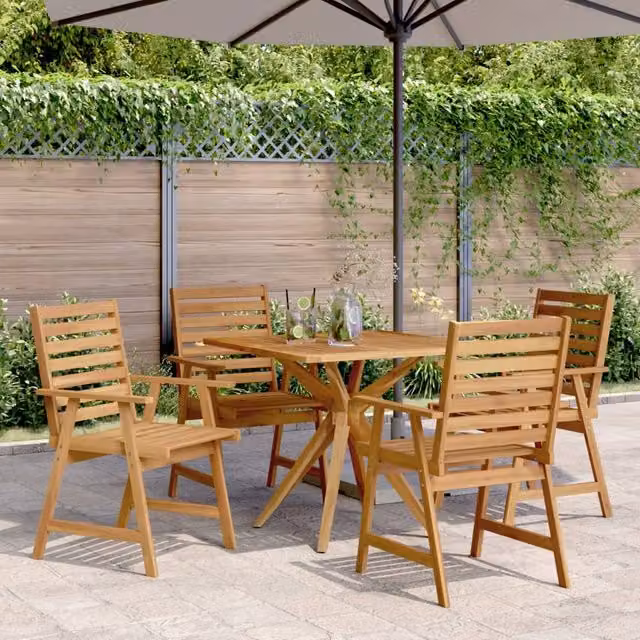 Berkfield Home 5 Piece Rustic Acacia Wood Garden Dining Set in Brown – 1