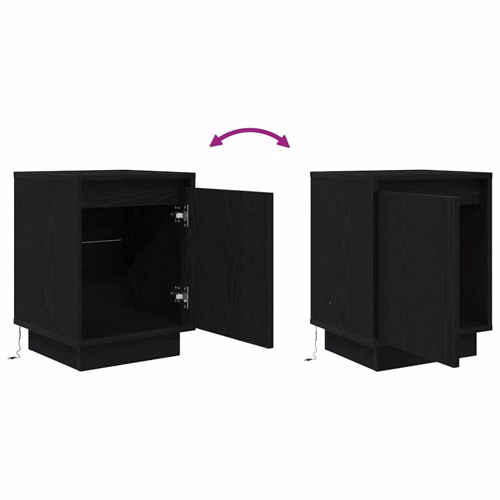 Berkfield Home Durable Bedside Cabinets with Integrated LED Lights, Black, Set of 2, W: 38 cm, D: 34 cm, H: 50 cm – 6