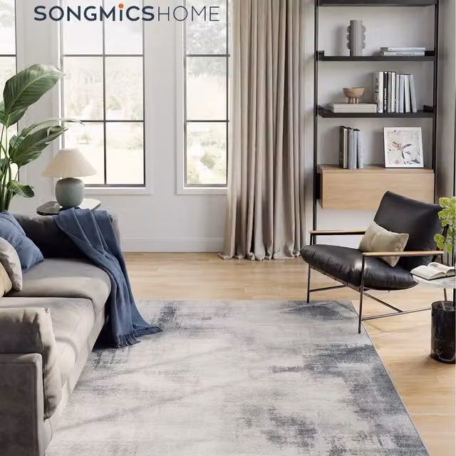SONGMICS Modern Abstract Non-Slip Area Rug, Grey, W: 160 cm, D: 230 cm