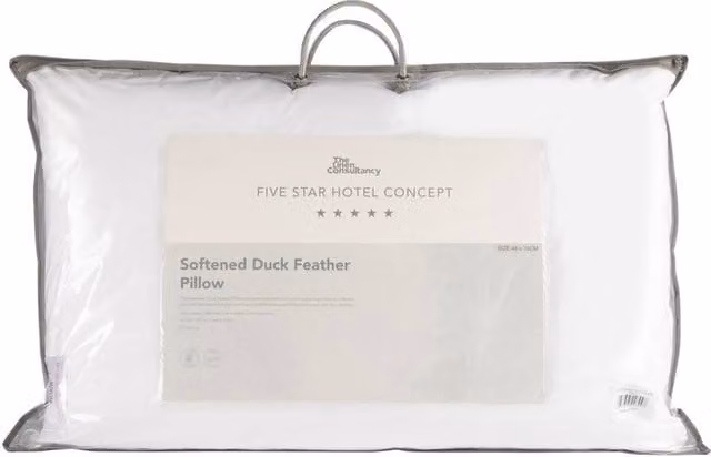 The Linen Consultancy TLC 5 Star Hotel Concept Softened Duck Feather and Microfibre Pillows, White, Pack of 2 – 1