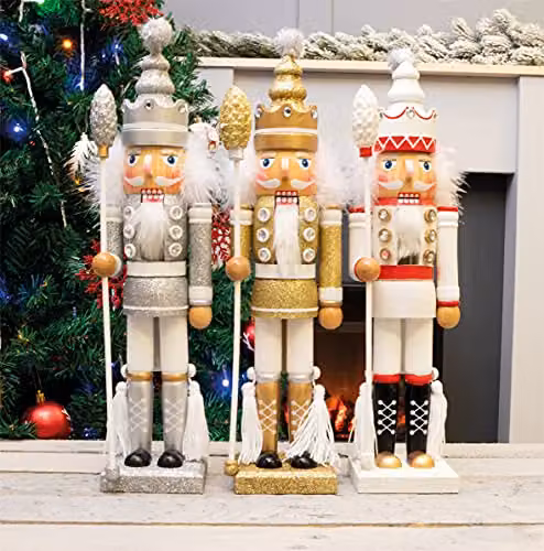 St Helens Home & Garden Nutcracker with Staff Christmas Decoration, Multicolour, Height: 40 cm – 4