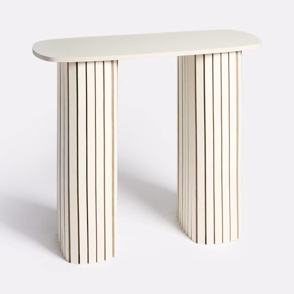 OHS Madison Ribbed Engineered Wood Console Table in Cream – 3