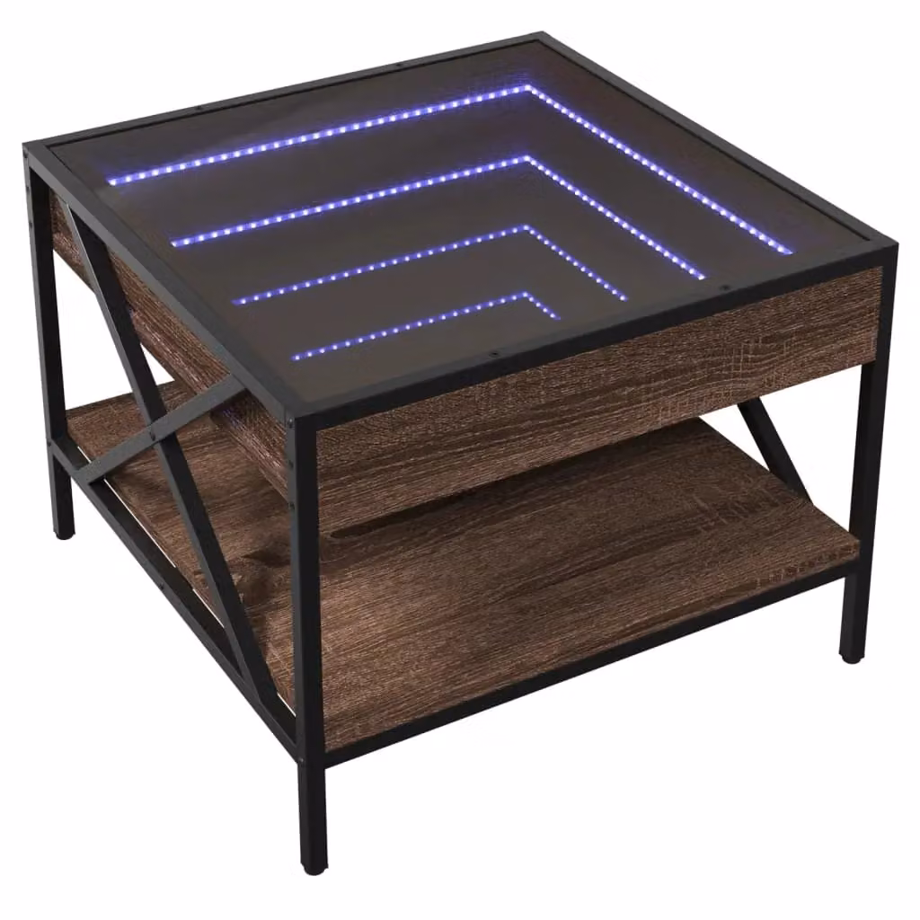 Berkfield Home Infinity LED Coffee Table in Brown Oak, W/D/H: 50 x 50 x 38 cm – 3