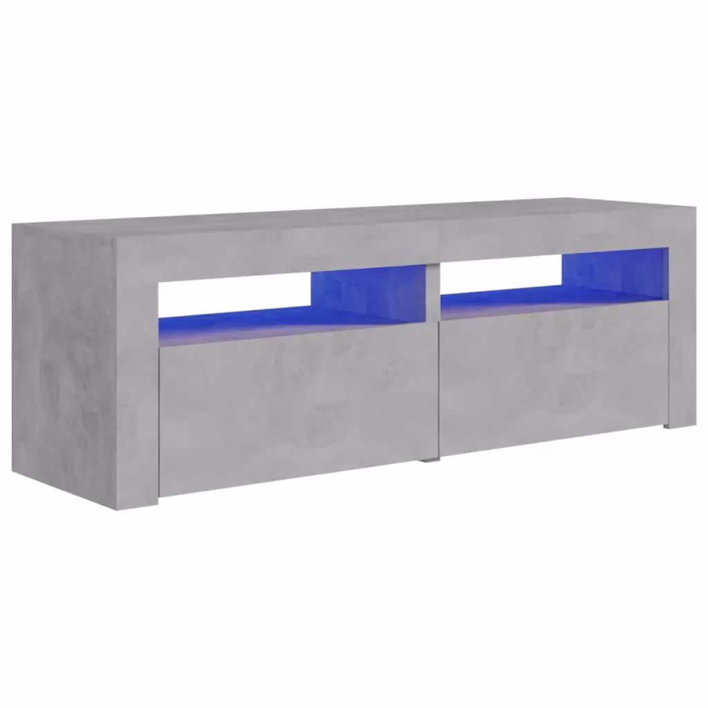 Berkfield Home Modern TV Cabinet with LED Lights in Concrete Grey, W/D/H: 120 x 35 x 40 cm – 2