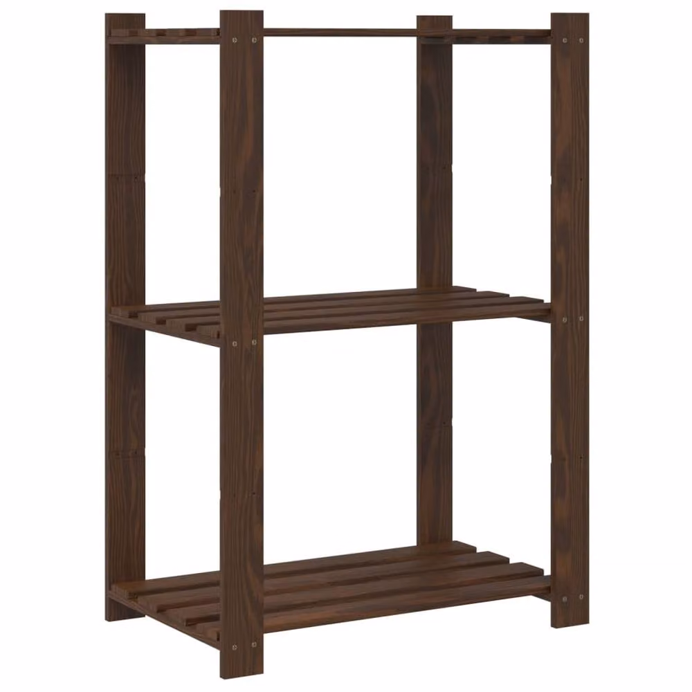 Berkfield Home 3-Tier Rustic Brown Solid Pine Wood Storage Rack, W: 60 cm, D: 38 cm, H: 90 cm – 5