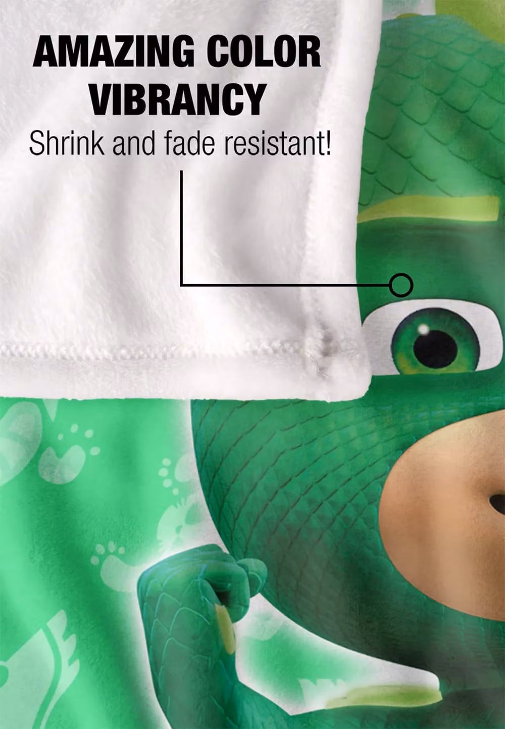 Hasbro PJ Masks Kids Gekko Silky Touch Blanket, White and Green, W: 152 cm, D: 127 cm – 3