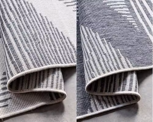 ELLE Decoration Reversible Indoor and Outdoor Rug with Modern Diamond Pattern in Silver, Black and Grey, W/D/H: 120 x 170 cm – 4