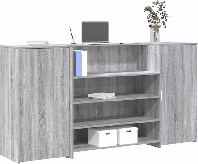 Berkfield Home Grey Sonoma Reception Desk in Engineered Wood W/D/H: 200 x 50 x 103.5 cm