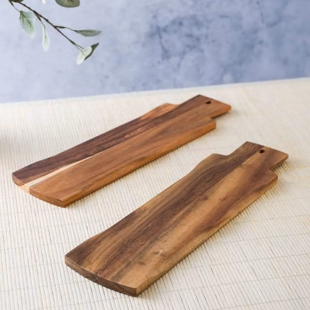 Artesa Set of 2 Brown Solid Acacia Wood Appetiser Serving Planks – 1