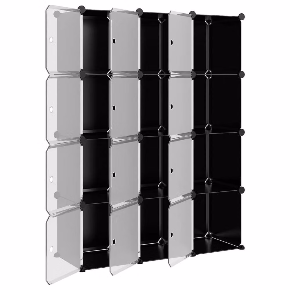 Berkfield Home 12-Cube Storage Organiser with Doors in Black – 3