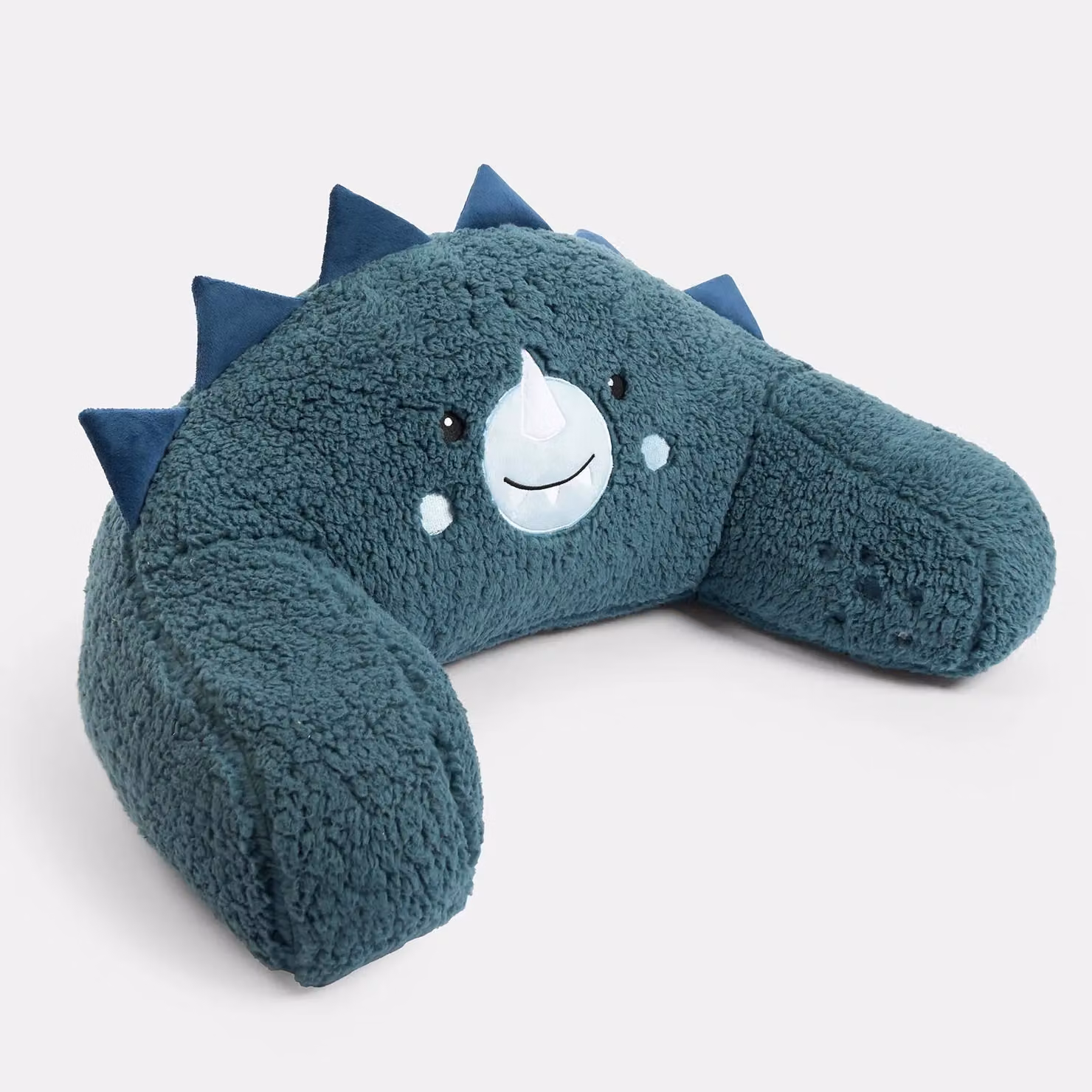 OHS Dinosaur Cuddle Cushion for Kids in Blue, Soft Fleece Back Support Reading Pillow, W/D/H: 45 x 40 x 30 cm – 6